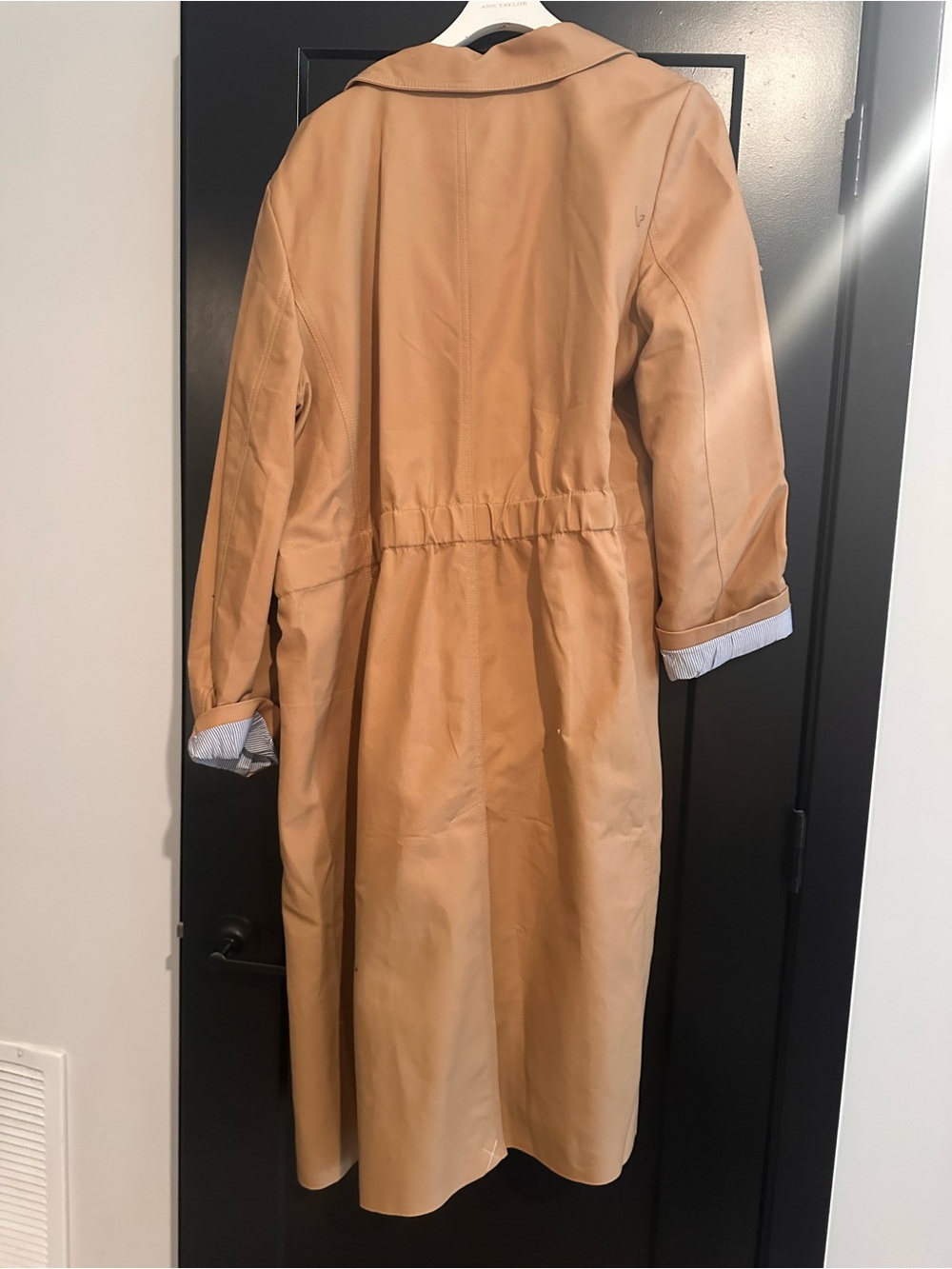 LOFT Camel/Tan Trench Coat with Striped Lining - Picture 5 of 5